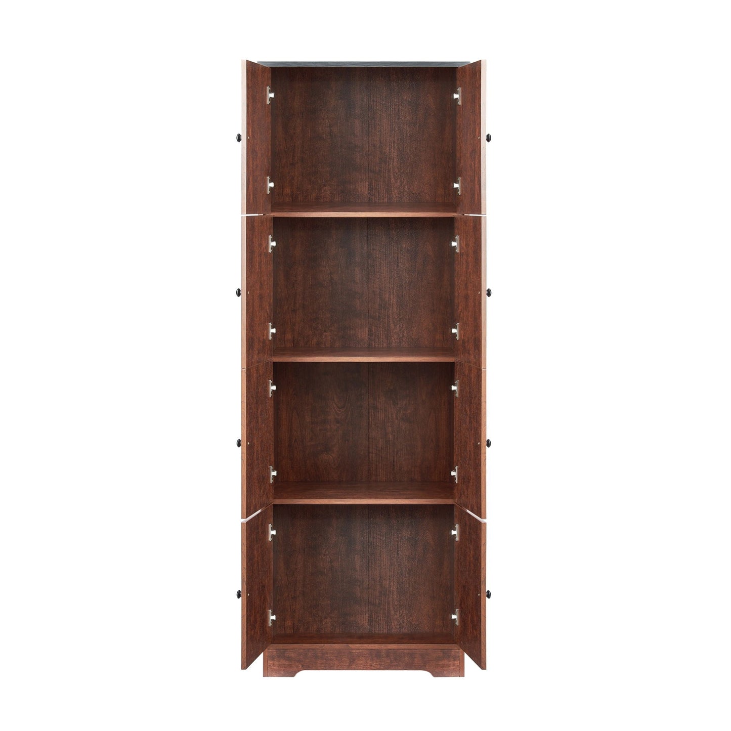 Tall storage cabinet with 8 doors and 4 shelves in dark wood finish accent cabinet on Tampa Home & Garden Store