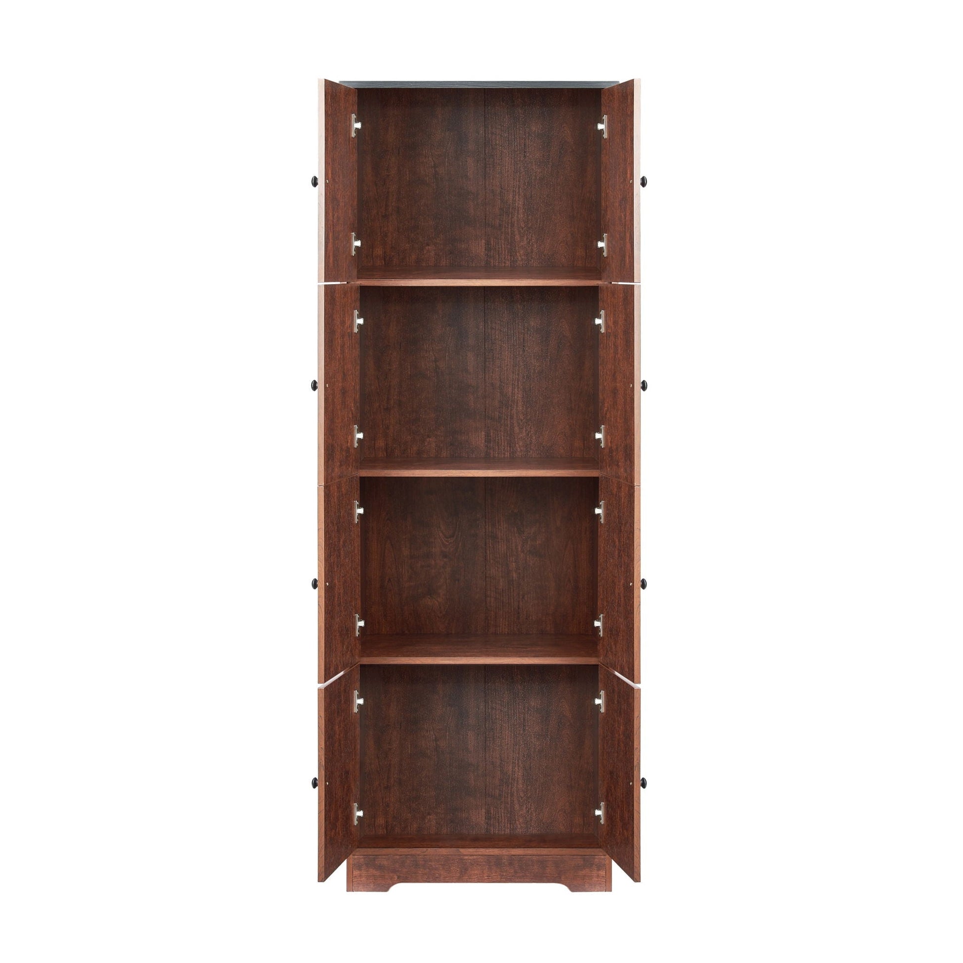 Tall storage cabinet with 8 doors and 4 shelves in dark wood finish accent cabinet on Tampa Home & Garden Store