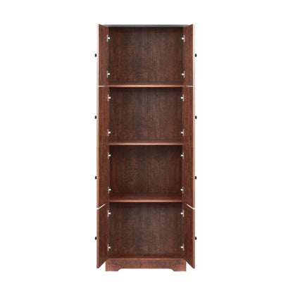 Tall storage cabinet with 8 doors and 4 shelves in dark wood finish accent cabinet on Tampa Home & Garden Store