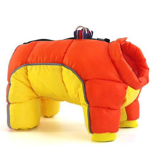 Pet dog winter down jacket teddy coat, orange outer with yellow lining, Pet Zen on Tampa Home & Garden Store