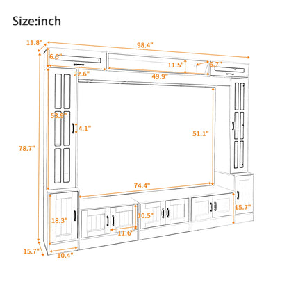 Wall Unit Entertainment Center with Glass Doors HouseOfZazla white or black side cabinets on Tampa Home & Garden Store