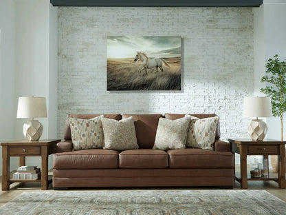 VillaCourt Sofa Caramel by Unique Piece Furniture, stationary caramel leather sofa on Tampa Home & Garden Store
