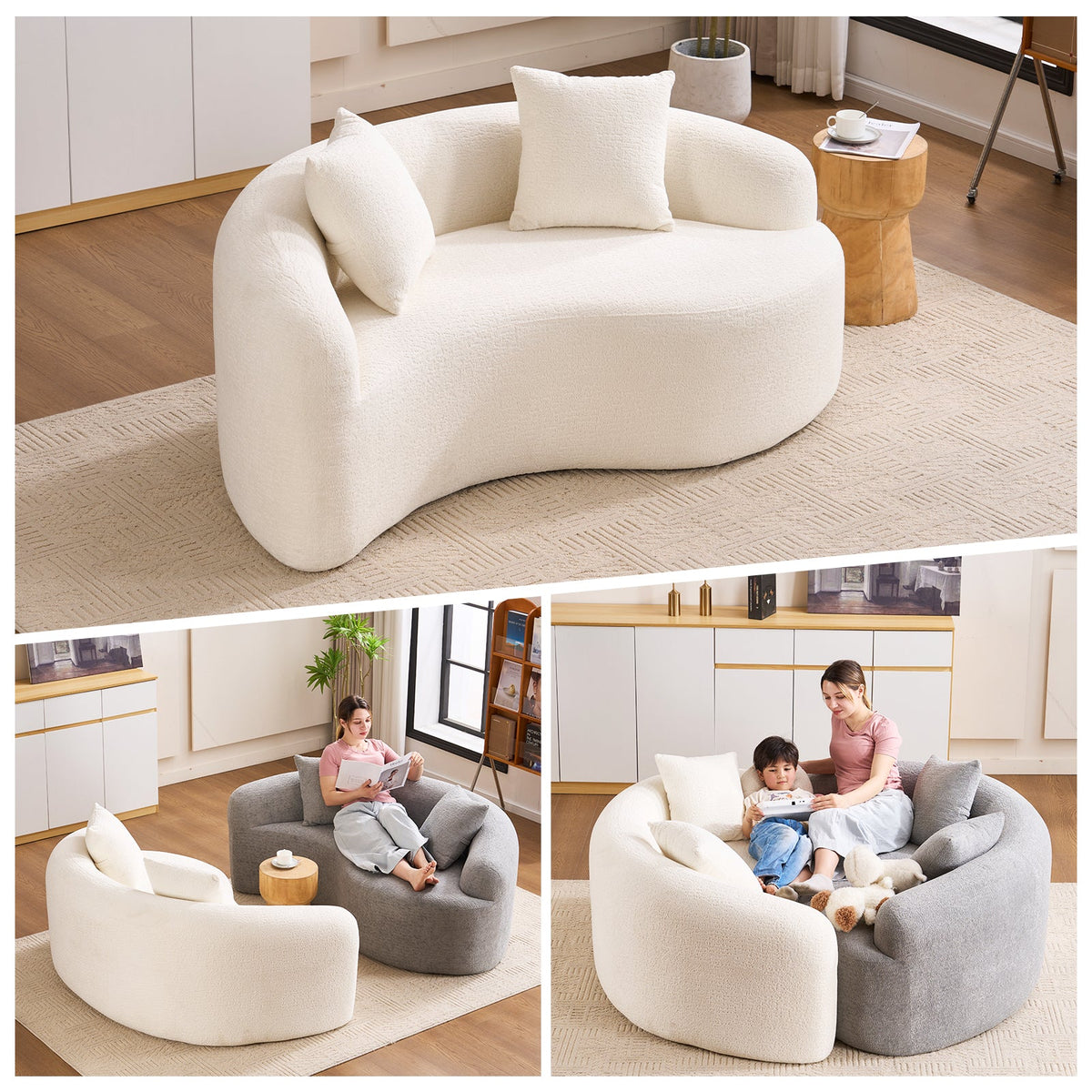 Chenille S Curved Sofa and Dual Depth Comfort