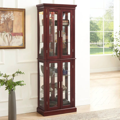 Lighted Curio Cabinet with Tempered Glass Shelves