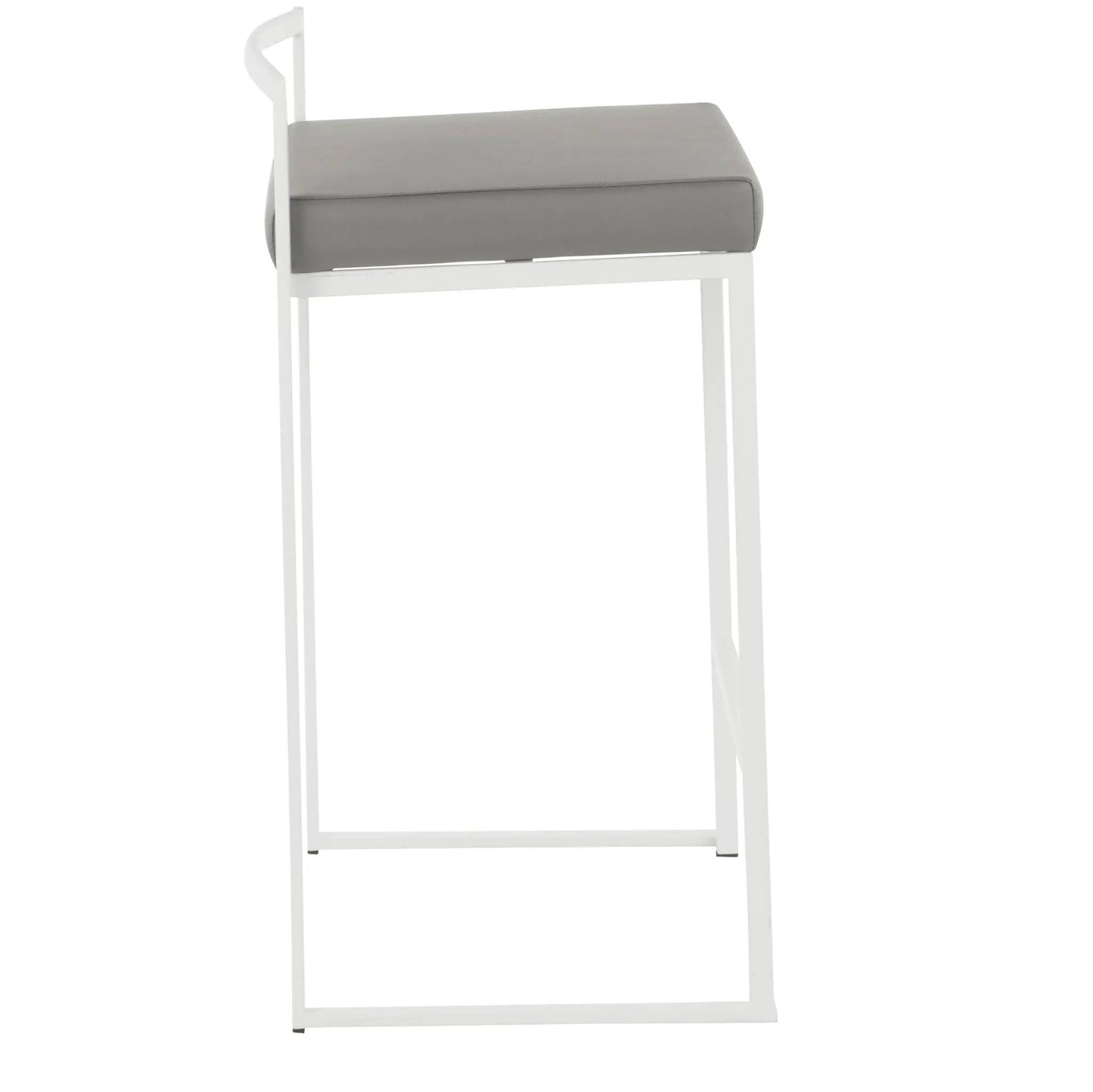 Fuji stackable counter stool with white frame and grey cushion by Unique Piece Furniture on Tampa Home & Garden Store