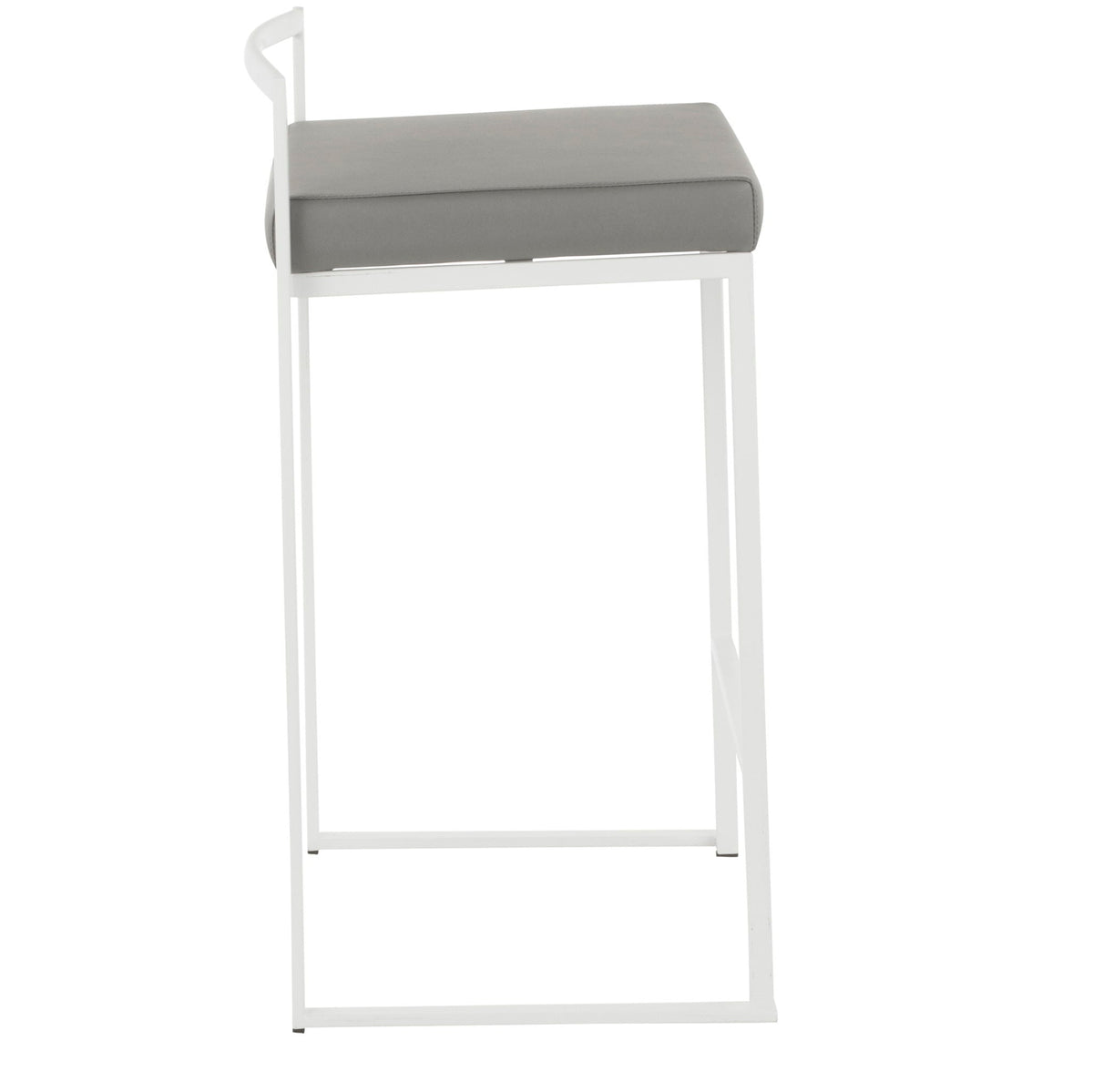 Stackable counter stool with padded gray seat and white frame HouseOfZazla on Tampa Home & Garden Store
