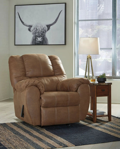 McGann Rocker Recliner by Unique Piece Furniture in tan brown leather on Tampa Home & Garden Store