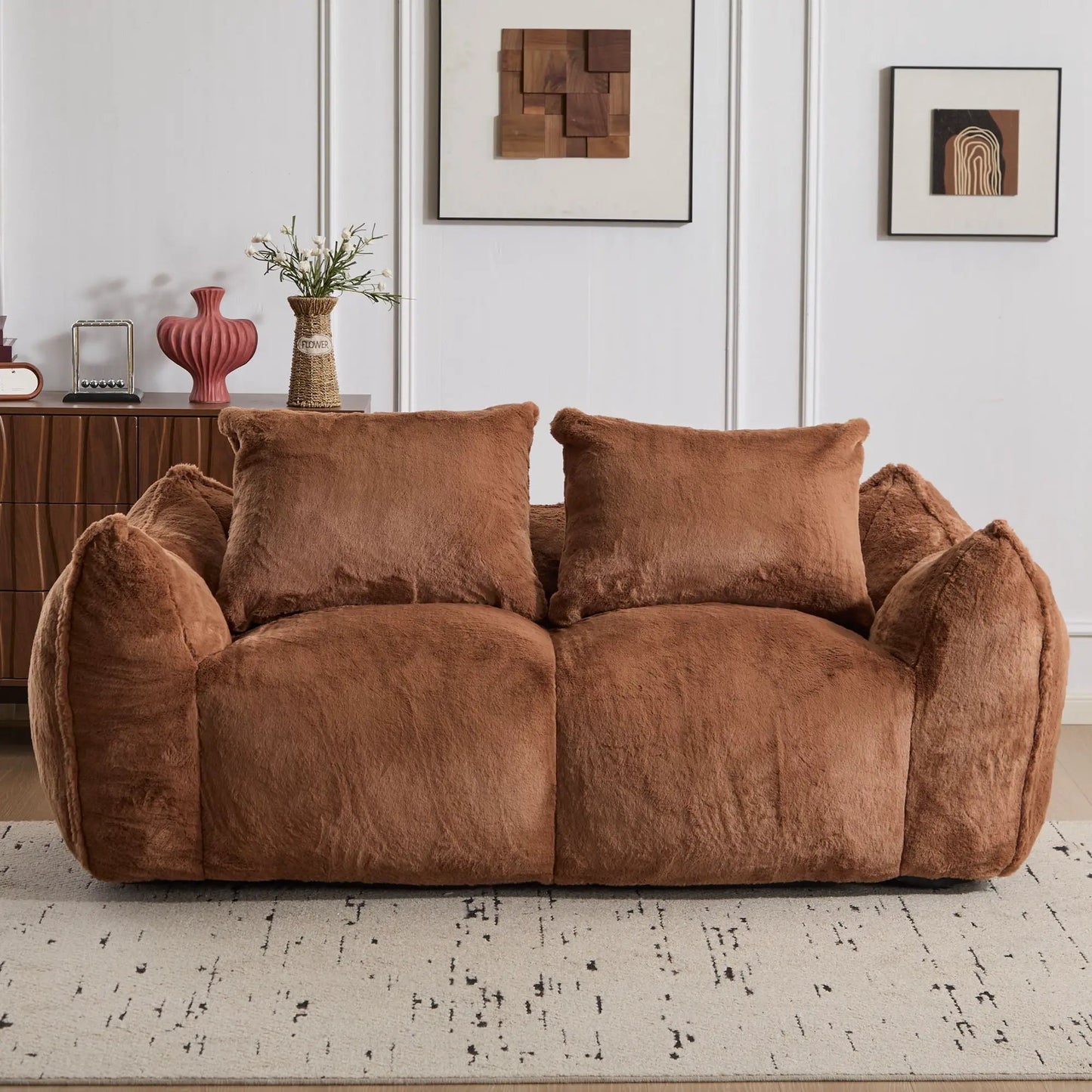 Giant Bean Bag Couch and Fluffy Loveseat