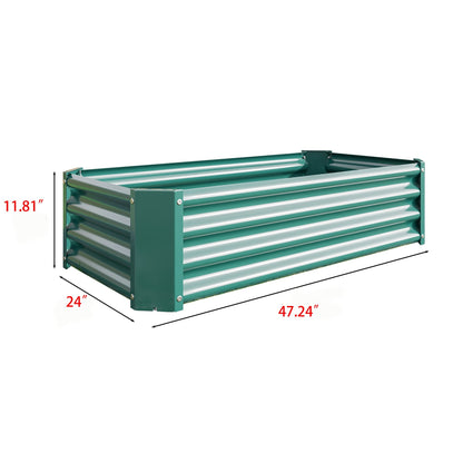 Metal raised garden bed rectangle planter 4×2×1ft, green ribbed steel, HouseOfZazla on Tampa Home & Garden Store