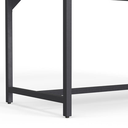 Mid Century Handcrafted Writing Desk With Storage black metal frame with square legs on Tampa Home & Garden Store