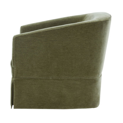 Skirted swivel chair in olive green fabric with 360° rotation on Tampa Home & Garden Store