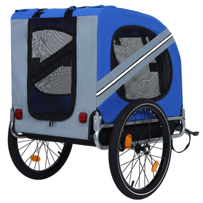 Large folding bike trailer for dogs, blue with gray panels, 66 lb capacity pet carrier on Tampa Home & Garden Store