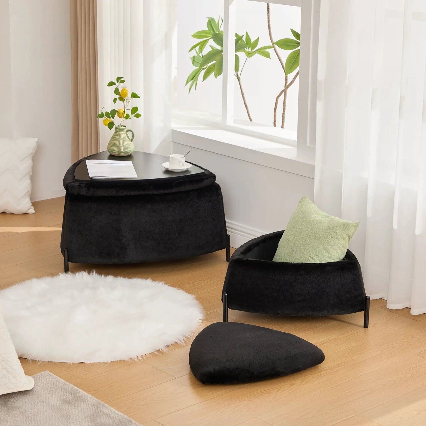 Upholstered Storage Ottoman With Reversible Lid