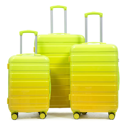 3-piece PC spinner luggage set neon lime; includes 20/24/28 in sizes by HouseOfZazla on Tampa Home & Garden Store