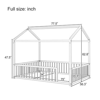 Cozy Montessori House Floor Bed and a Safety Rail