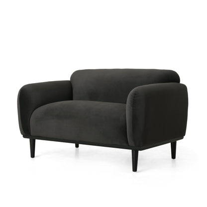 Contemporary Dark Loveseat and Velvet Sofa