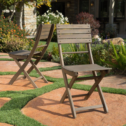 Outdoor Foldable Wood Dining Chair Set of Two