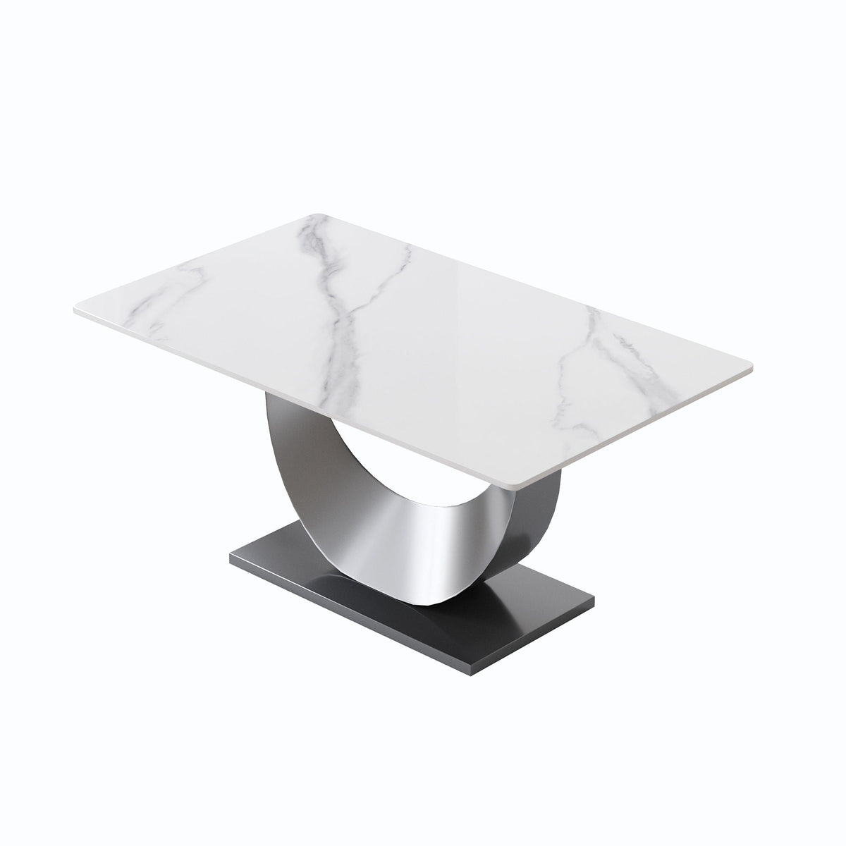 Dining Table white artificial stone top with crescent-shaped metal legs HouseOfZazla on Tampa Home & Garden Store