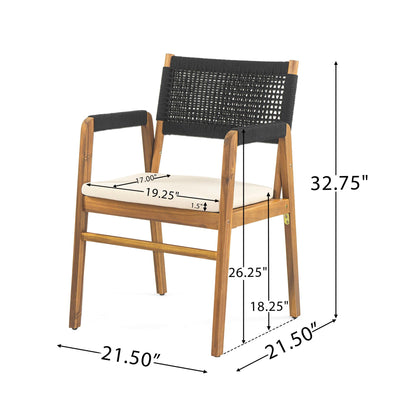 Outdoor Acacia Wood Dining Armchair and Cushions