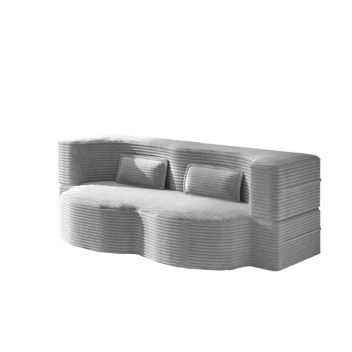 Floor sofa with 2 pillows in gray ribbed fabric, convertible twin mattress by HouseOfZazla on Tampa Home & Garden Store