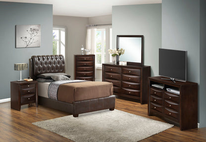 Tufted Upholstered Bed in dark brown leather with a tall tufted headboard by HouseOfZazla on Tampa Home & Garden Store