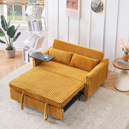 Pull Out Sofa with Movable Tray and USB Ports in mustard corduroy sofa Unique Piece Furniture on Tampa Home & Garden Store