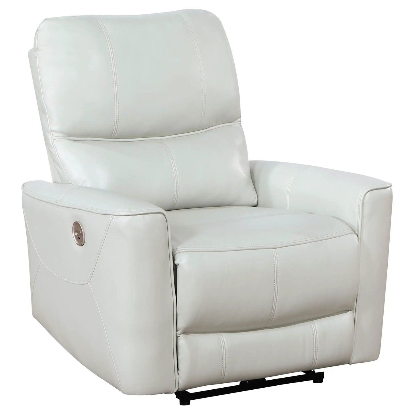 Dove upholstered power recliner chair with USB charging and smooth recline in gray on Tampa Home & Garden Store