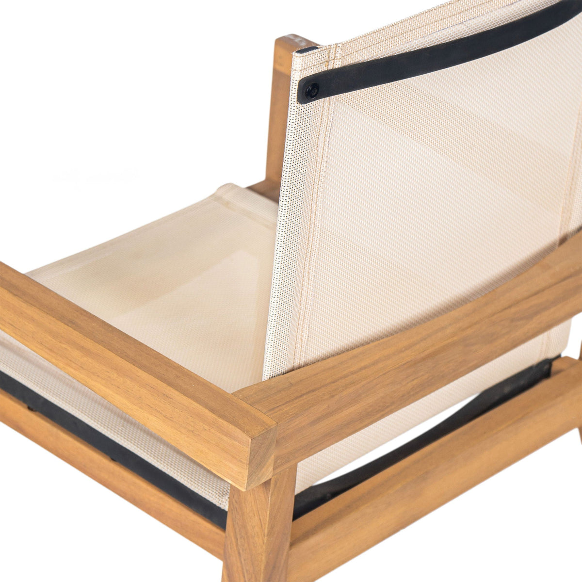 Belfast dining chair set with acacia wood frame and beige mesh seating (set of 2) on Tampa Home & Garden Store