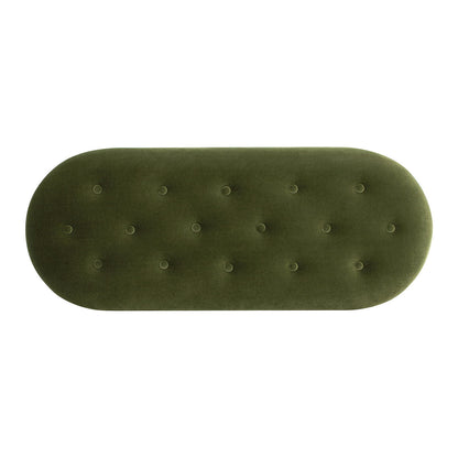 Melinda oval tufted bullion fringe storage bench olive green velvet by HouseOfZazla on Tampa Home & Garden Store