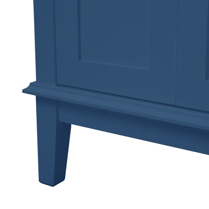 Blue modern bathroom vanity base with visible panel detailing and square leg HouseOfZazla on Tampa Home & Garden Store