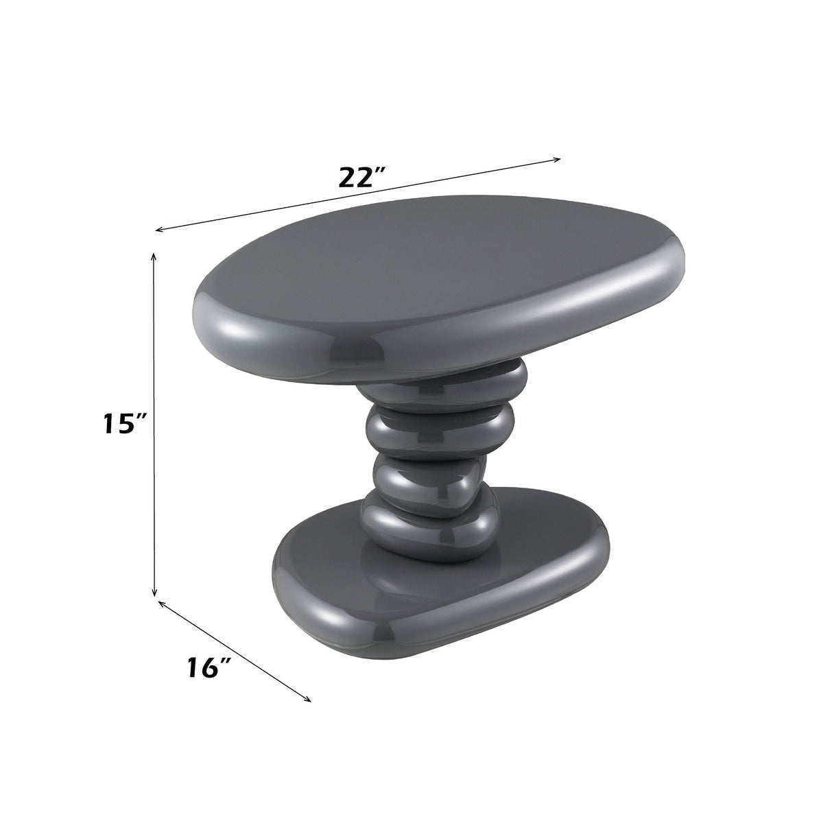 Dark gray end table Charlene by HouseOfZazla with a high gloss round top on Tampa Home & Garden Store