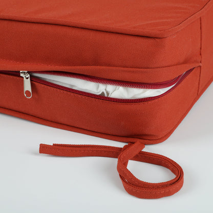 Outdoor Deep Seat Cushions set of 2 in orange fabric with red zipper, HouseOfZazla on Tampa Home & Garden Store