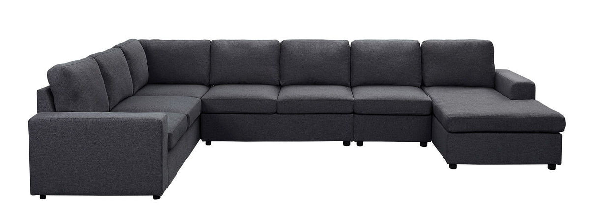 Hayden 7-seat reversible modular sectional chaise in charcoal gray fabric by HouseOfZazla on Tampa Home & Garden Store
