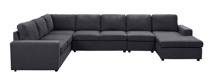 Hayden 7-seat reversible modular sectional chaise in charcoal gray fabric by HouseOfZazla on Tampa Home & Garden Store