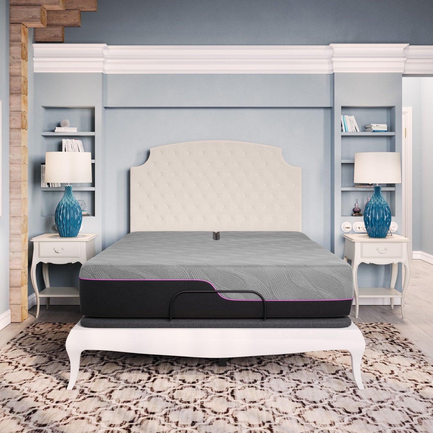 11in Renew Flex Head Cooling GelCare Memory Foam Mattress by HouseOfZazla, gray with pink edge on Tampa Home & Garden Store