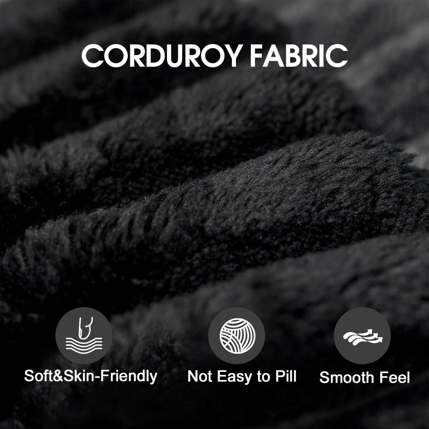 Y137 Modular Black Sofa fabric close-up in corduroy texture by HouseOfZazla on Tampa Home & Garden Store