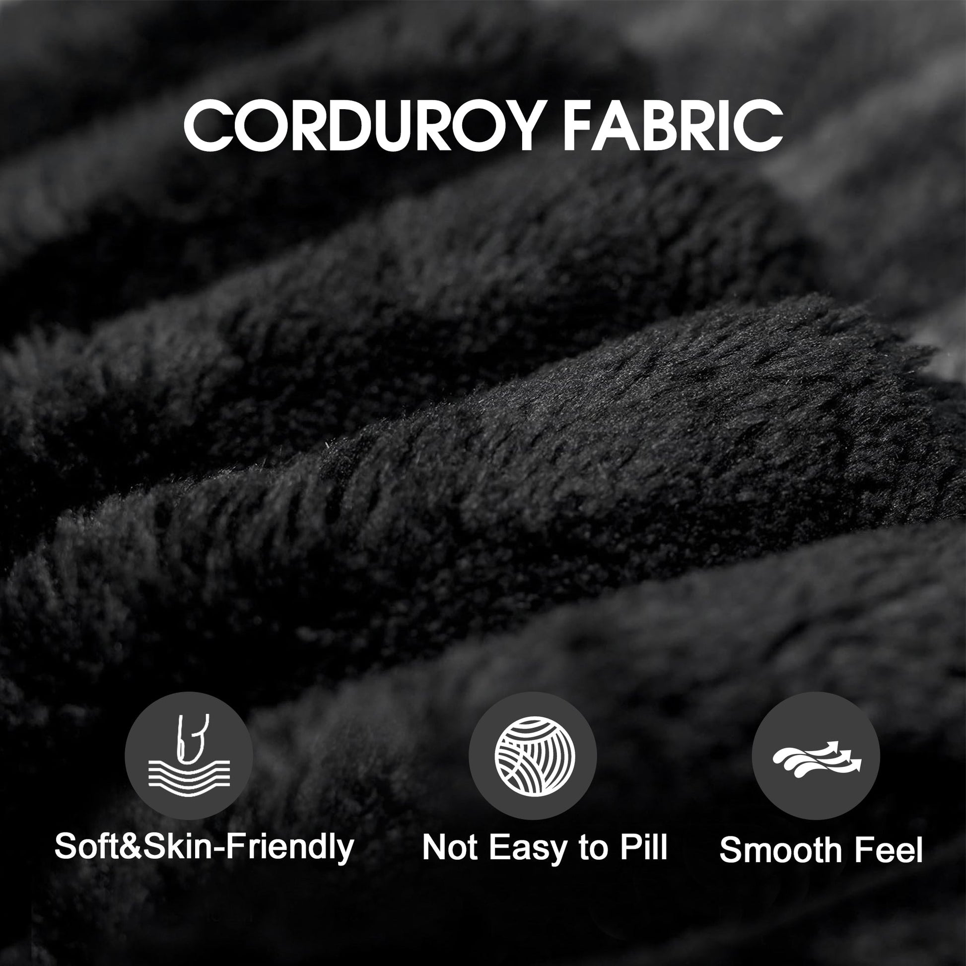 Y137 Modular Black Sofa fabric close-up in corduroy texture by HouseOfZazla on Tampa Home & Garden Store