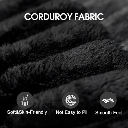 Y137 Modular Black Sofa fabric close-up in corduroy texture by HouseOfZazla on Tampa Home & Garden Store