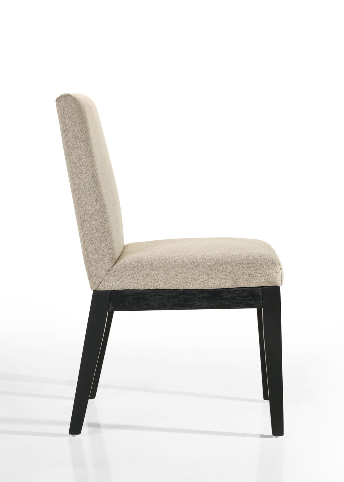 Contemporary fabric dining chair set beige upholstery with black wooden legs on Tampa Home & Garden Store