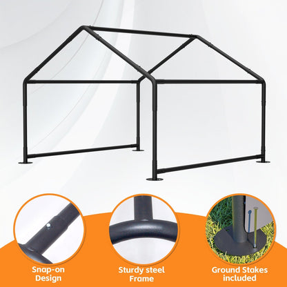 GemGear Extra Large Outdoor Dog House Tent 4x4x3ft, black powder-coated steel with stakes on Tampa Home & Garden Store