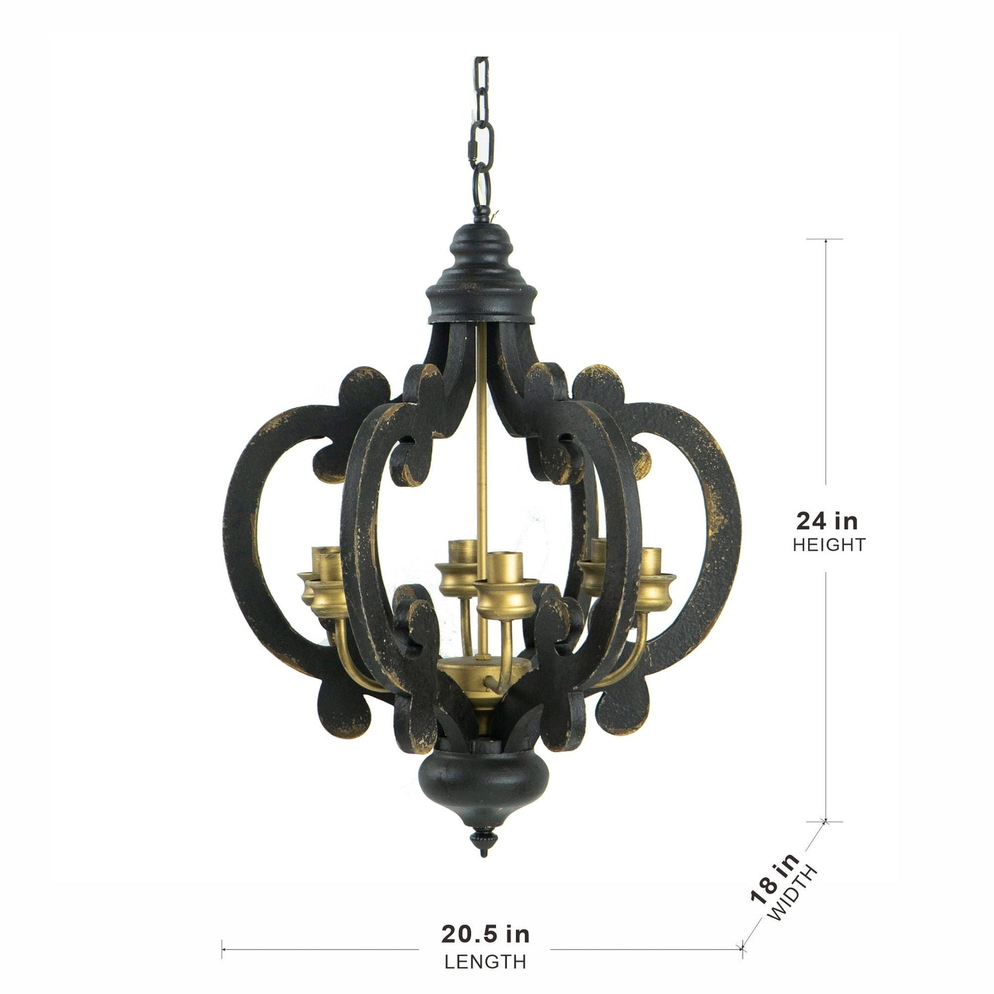 Farmhouse Chandelier With 6 Light Wood Pendant
