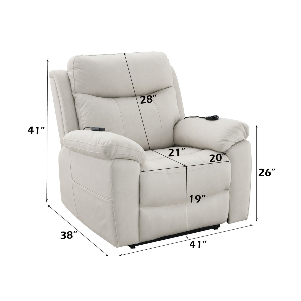 Chriki Beige Power Recliner with Lift and Heat