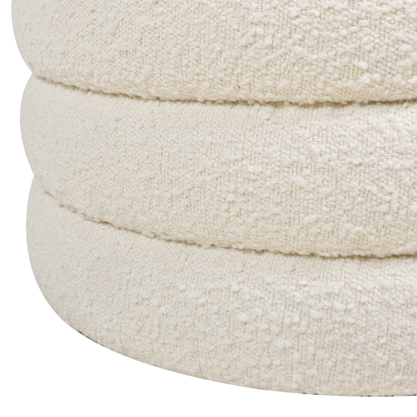 Fuji Oversized Round Storage Ottoman in cream boucle fabric by HouseOfZazla on Tampa Home & Garden Store
