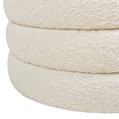 Fuji Oversized Round Storage Ottoman in cream boucle fabric by HouseOfZazla on Tampa Home & Garden Store