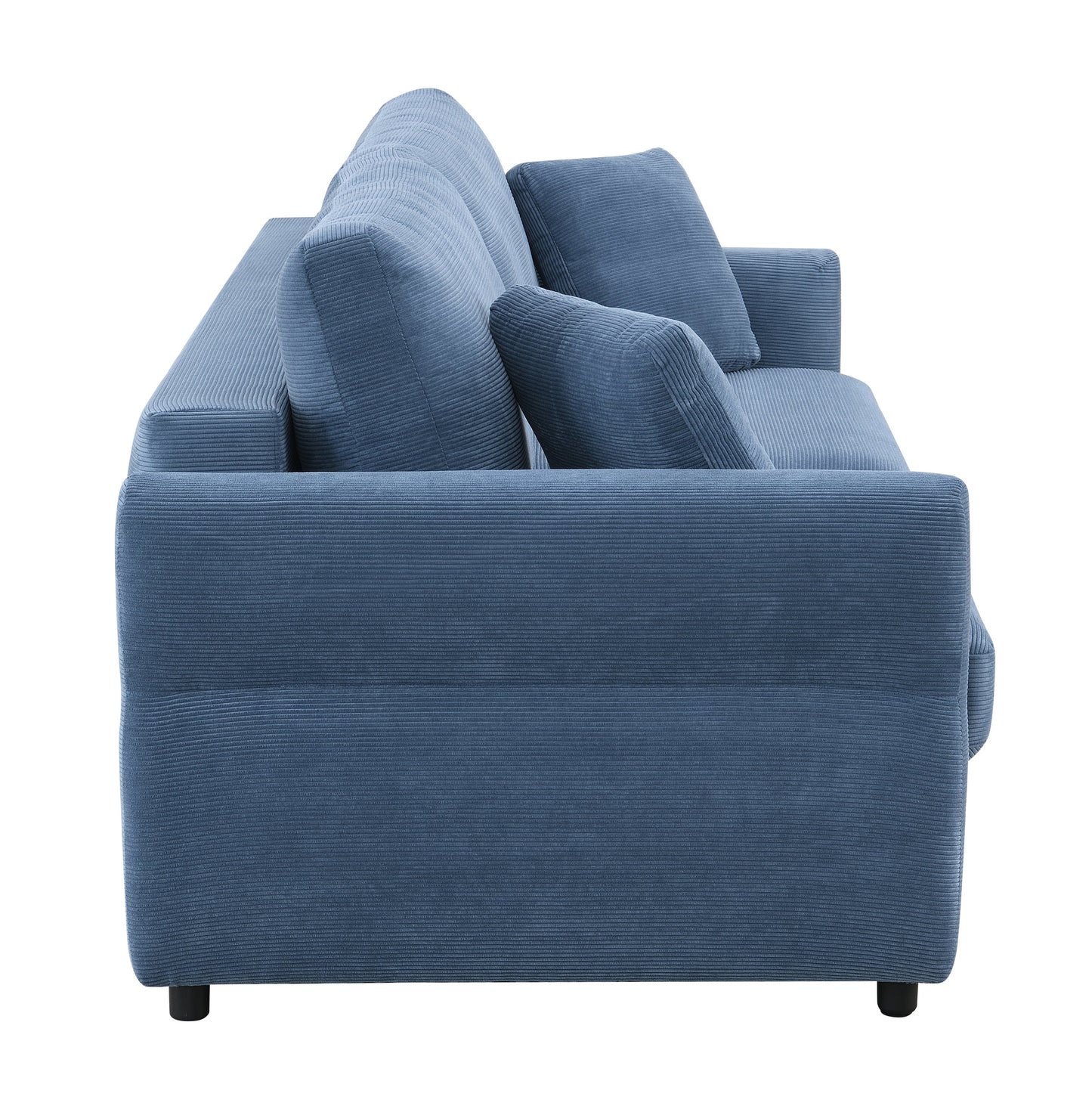 Haran Fabric Pull-Out Sleeper with Storage in blue corduroy fabric by HouseOfZazla on Tampa Home & Garden Store