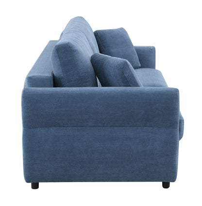 Haran Fabric Pull-Out Sleeper with Storage in blue corduroy fabric by HouseOfZazla on Tampa Home & Garden Store
