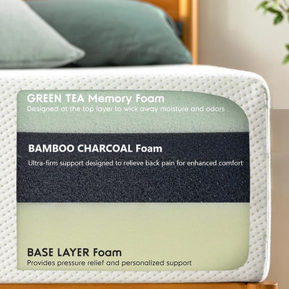 Queen Size Mattress by HouseOfZazla with bamboo charcoal and green tea memory foam layers on Tampa Home & Garden Store