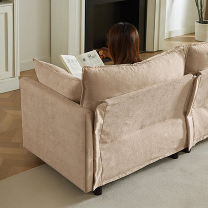 Premium Chenille L Shaped Sofa and Ottoman