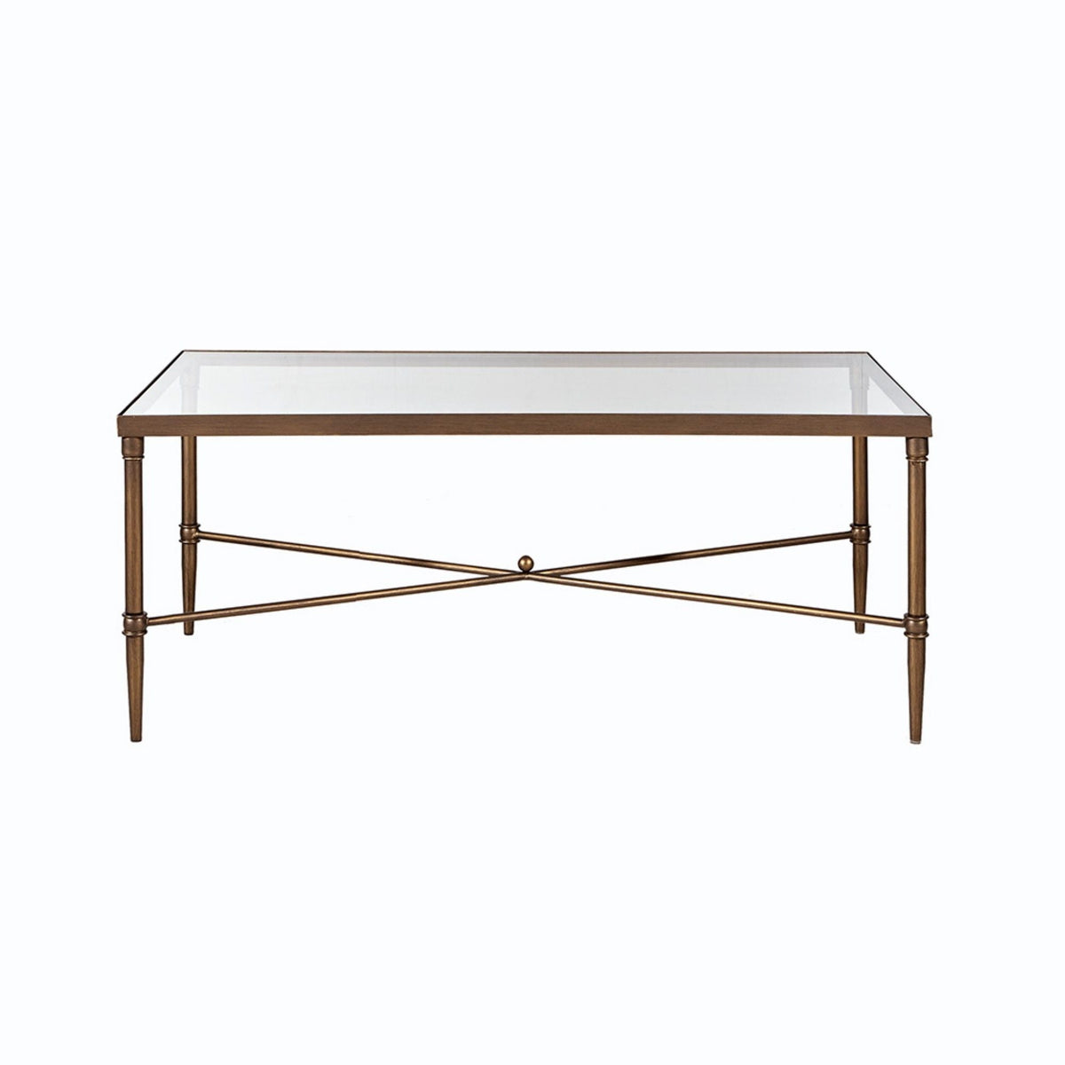 Bronze metal rectangle coffee table with tempered glass top by HouseOfZazla on Tampa Home & Garden Store