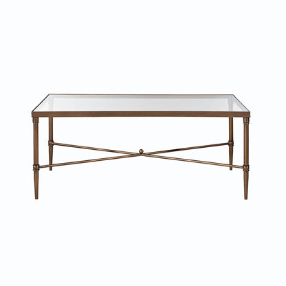 Bronze metal rectangle coffee table with tempered glass top by HouseOfZazla on Tampa Home & Garden Store